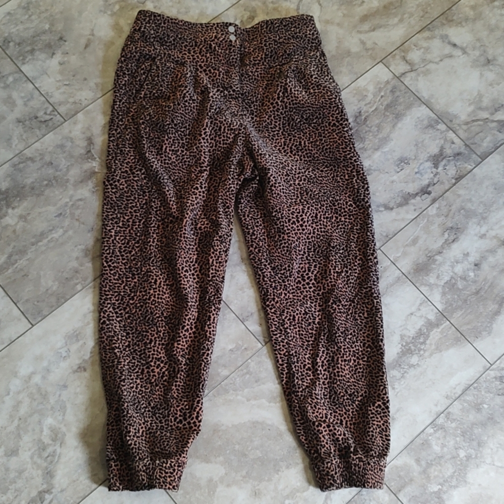 Anthropologie animal print high waisted joggers